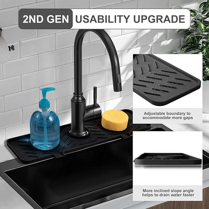Meiliweser Silicone Faucet Mat for Kitchen Sink – Gen 2 Splash Guard