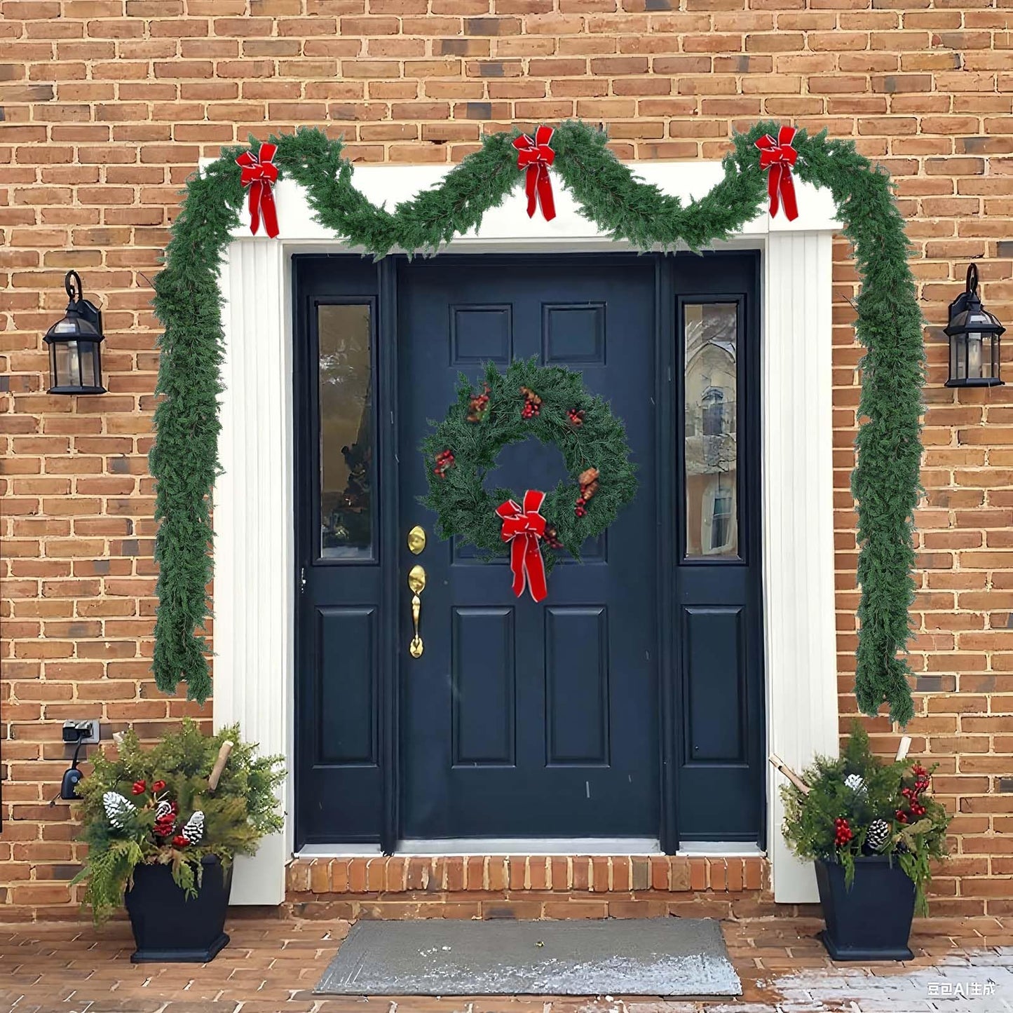 Hananona 9 FT Artificial Cedar Garlands, 1 Pcs Real Touch Winter Cedar Pine Garland, Green Artificial Greenery Garland for Table, Mantle, Wall, Indoor, Outdoor Christmas Decorations (1, Green, 9FT)