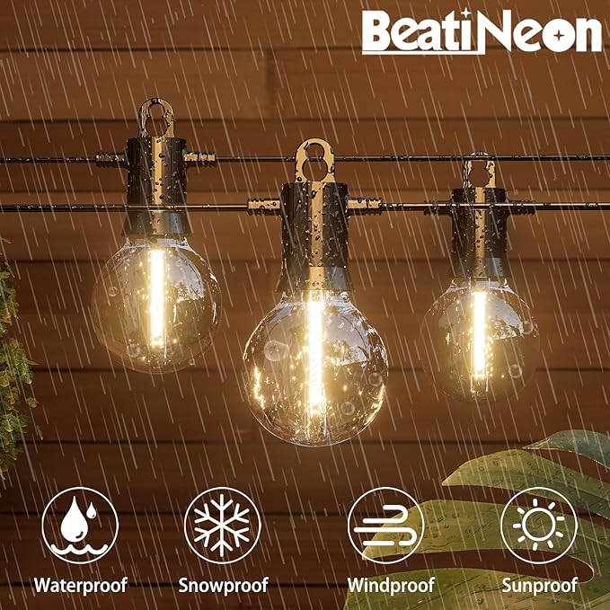 Outdoor String Lights ,150 FT Led Patio Globe Lights with Plastic Bulbs,Waterproof,Shatterproof,G40 Outdoor String Lights,Connectable Hanging for Backyard, Bistro, Porch, Deck, Balcony,Tent (150ft)