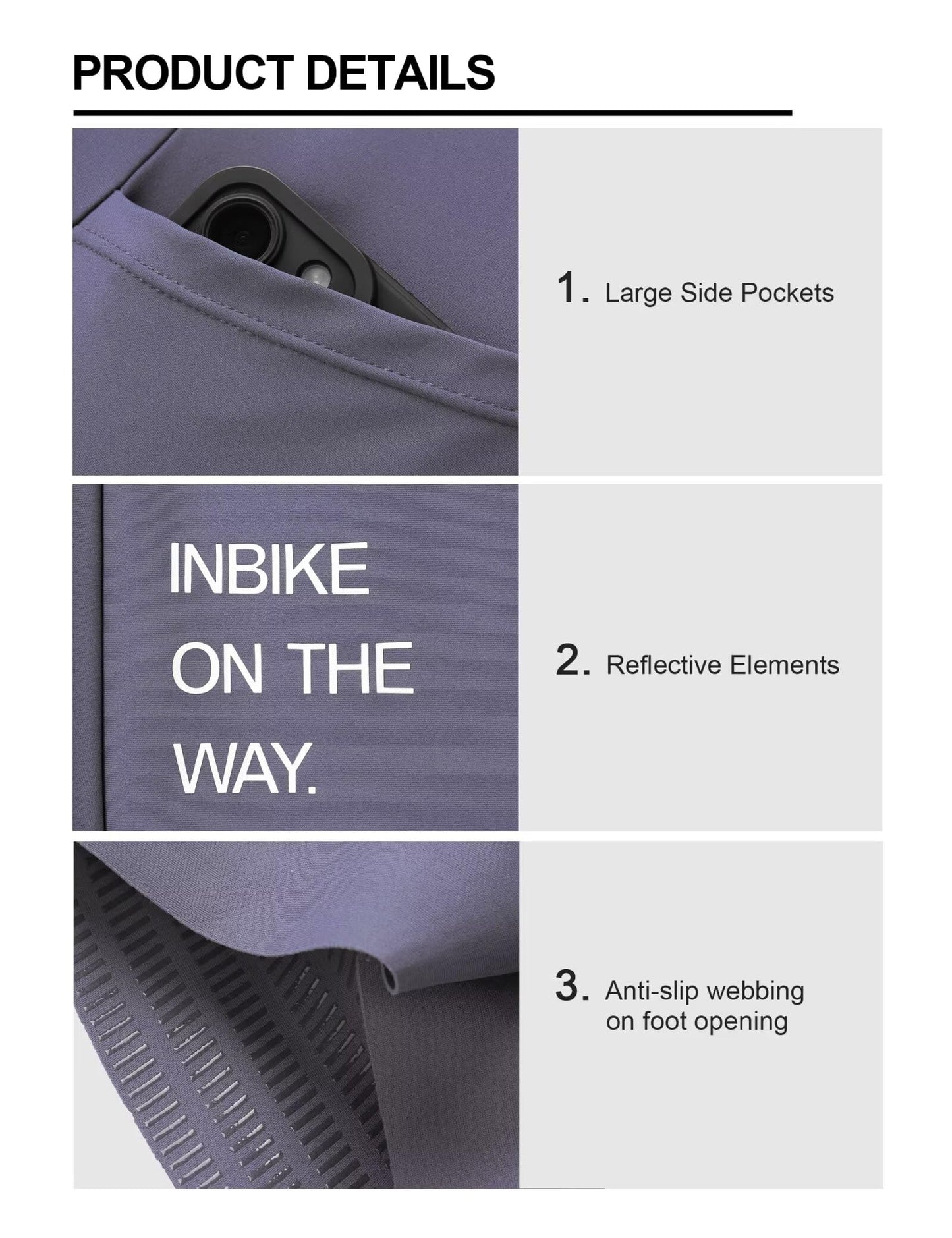 INBIKE Padded Cycling Bibs Women Bike Shorts with Pocket Biking Bibs for Spinning Road Bike MTB Purple Large
