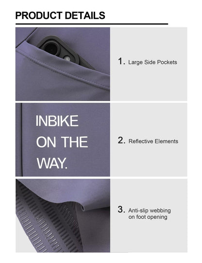 INBIKE Padded Cycling Bibs Women Bike Shorts with Pocket Biking Bibs for Spinning Road Bike MTB Purple Large