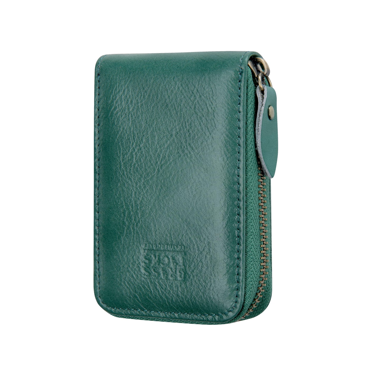 BRASS TACKS Leathercraft Vintage Full Top Grain Leather Wallet RFID Blocking Multi Card Case with Zipper Pocket Card Holder for Men Women Gift Box