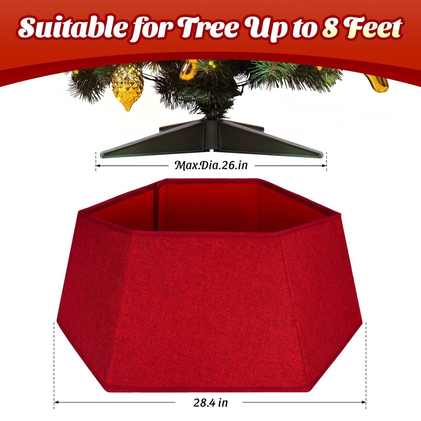EverMerry Christmas Tree Skirt 26’’ Christmas Tree Skirts Collar Stand, Foldable Christmas Tree Ring for Artificial Trees Christmas Tree Decor Base Cover & Holiday Decor & Party