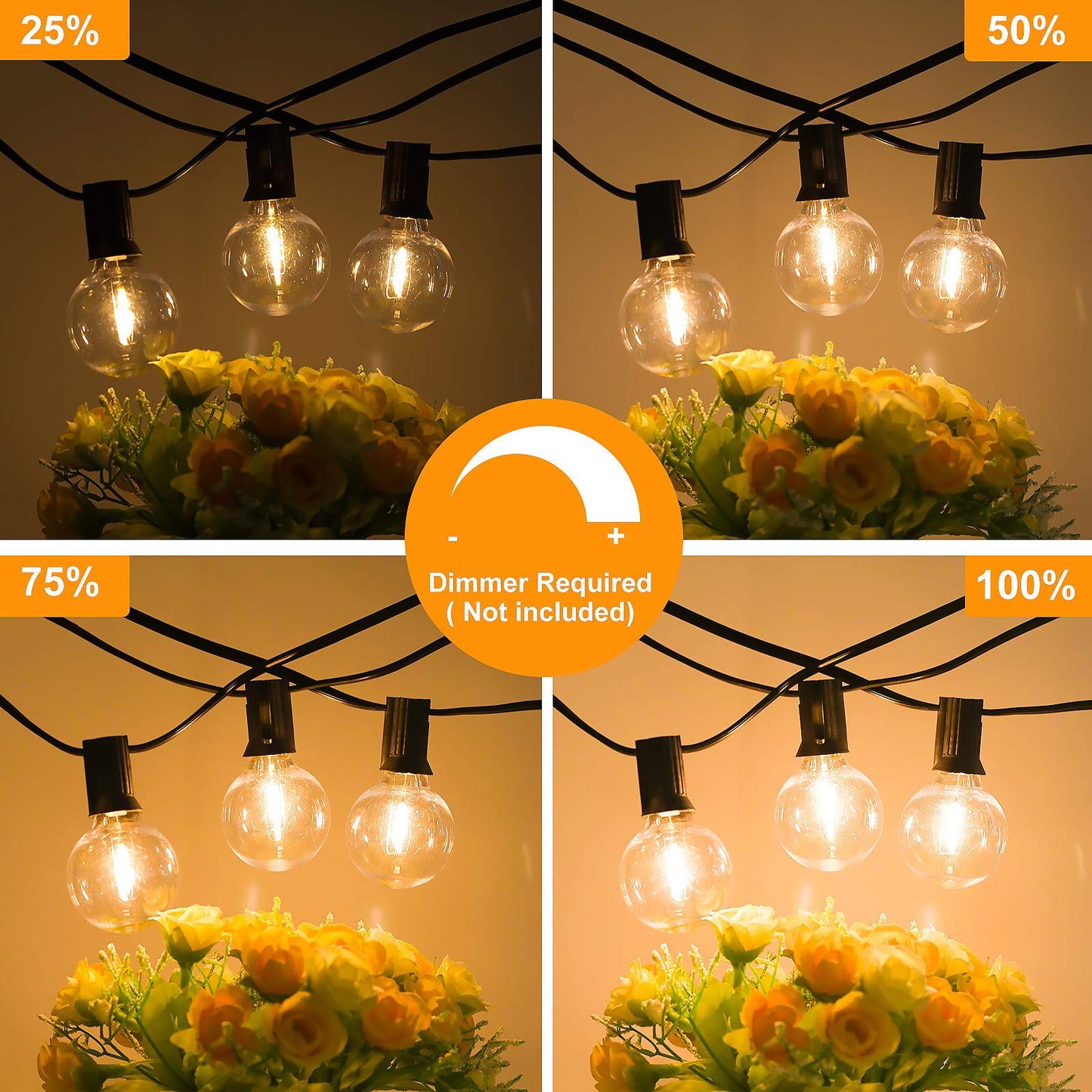 Bosceos 25FT Outdoor G40 LED Globe String Lights Dimmable Waterproof Shatterproof Light Strings with 13 Bulbs Connectable Commercial Hanging Lights for Christmas Patio House Backyard Balcony Party