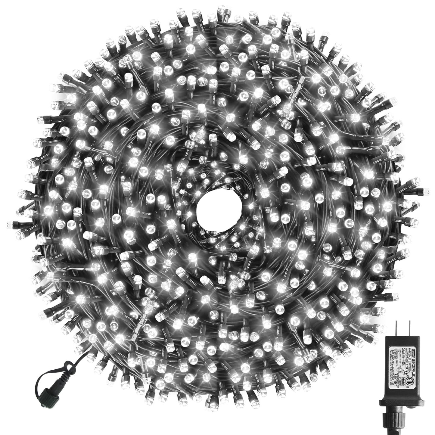 XTF2015 170FT 500 LED Christmas String Lights, Christmas Lights End-to-End Plug 8 Modes - UL Certified - Outdoor Indoor Fairy Lights for Christmas Tree, Garden, Party, Wedding, Holiday (Cool White)