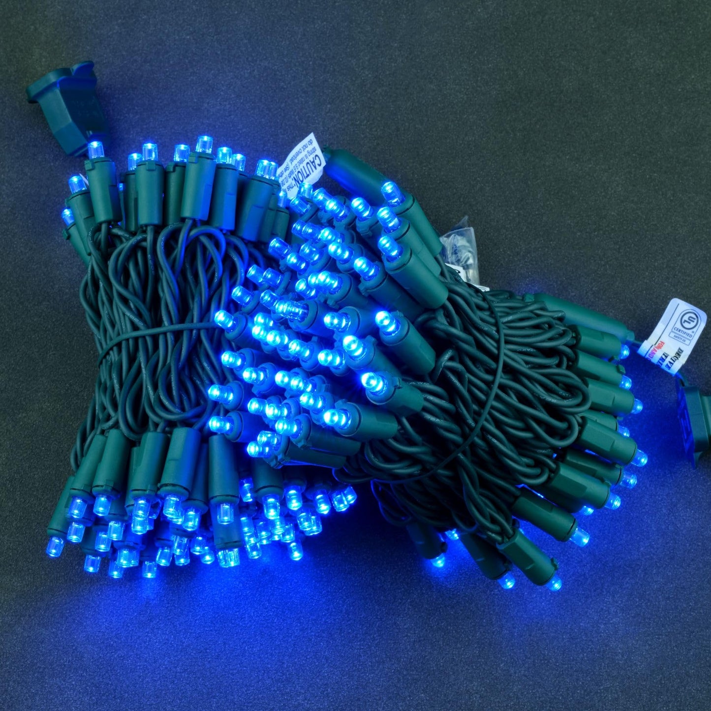 YULETIME 200 Blue Christmas String Lights, 2-Set 25 ft 100 Wide Angle LED