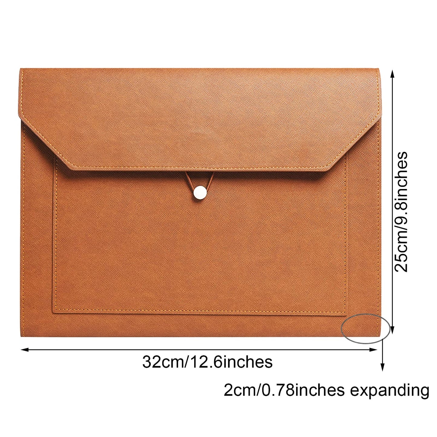 Yufocusqc PU Leather A4 File Folder Document Holder 2 Pockets Portfolio Envelope Folder Case with Elastic String 3/4 Inch Expansion (Brown)