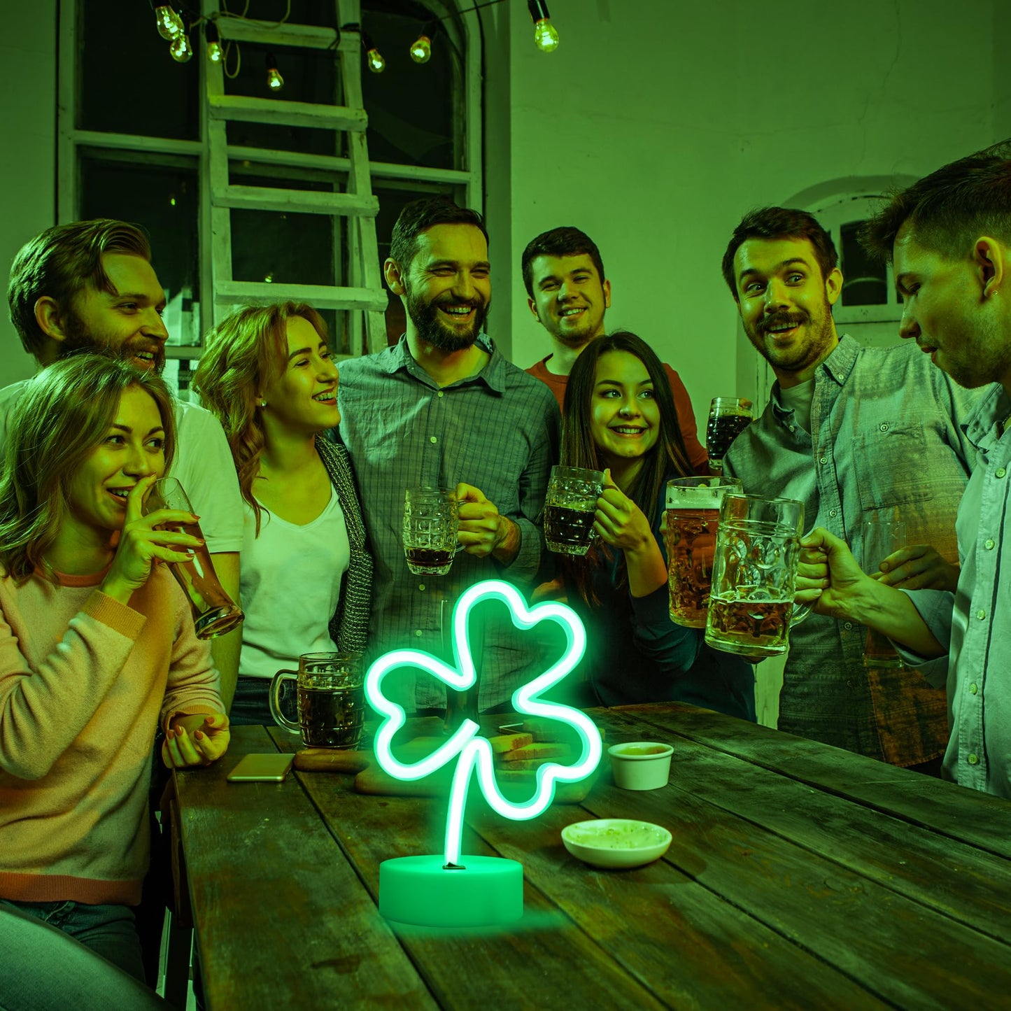 Clover Neon Signs Lights - Green Neon Signs Lights USB/Battery Powered Led Lucky Desktop Decor for Wedding Birthday Party Bedroom Shop Bar Christmas Gift Shop St Patricks Day Decor
