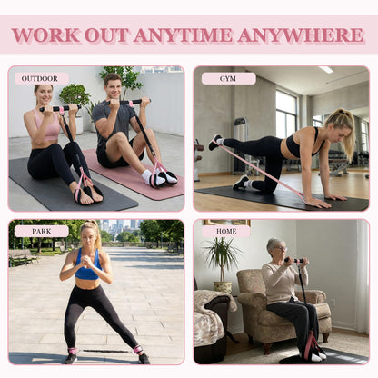 HIMSPORNER Adjustable Pedal Resistance Band with Handle, Ankle Resistance Bands with Cuffs, Figure 8 Resistance Band, Exercise Equipment for Waist, Arm, Core/ABS, Leg, Physical Therapy, Yoga, Pilates