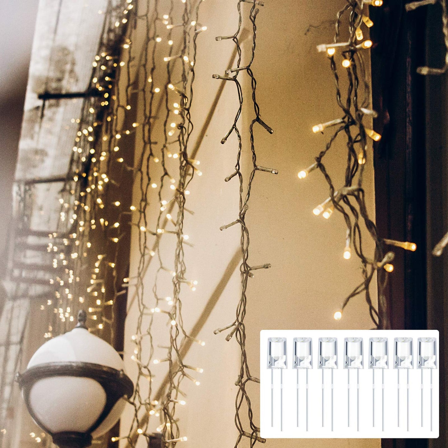 Mudder 120 Pcs Valentine LED 5mm String Light Replacement Bulb Energy Efficient Christmas LED Wire Light Set Connectable Home Decor Bulb for Holiday Festival Garden Christmas Wedding (Warm White)