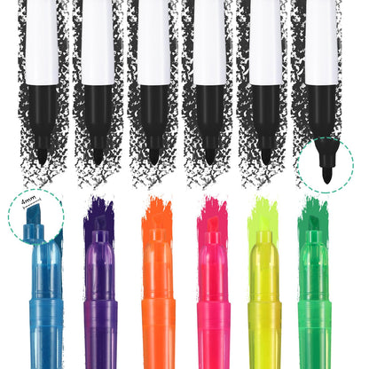 Chinco 30 Pcs Retractable Shuttle Pen Clip with Mini Highlighter Nurse Badge Pen Neon Marker LED Keychain Ring Clip (Plain, Mix Color)