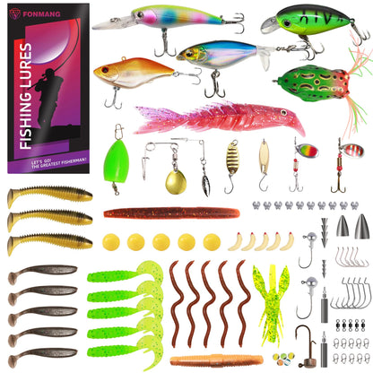 Fishing Lures Accessories Kit with Tackle Box, Suitable for Freshwater and Saltwater Fishing Gift for Men