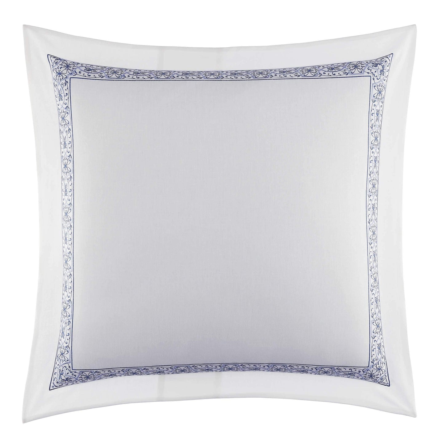 Laura Ashley - Euro Sham, 100% Smooth Cotton with Envelope Closure, Throw Pillow Cover for Bed or Couch, Oeko-Tex Certified (Charlotte Blue, 26" x 26")