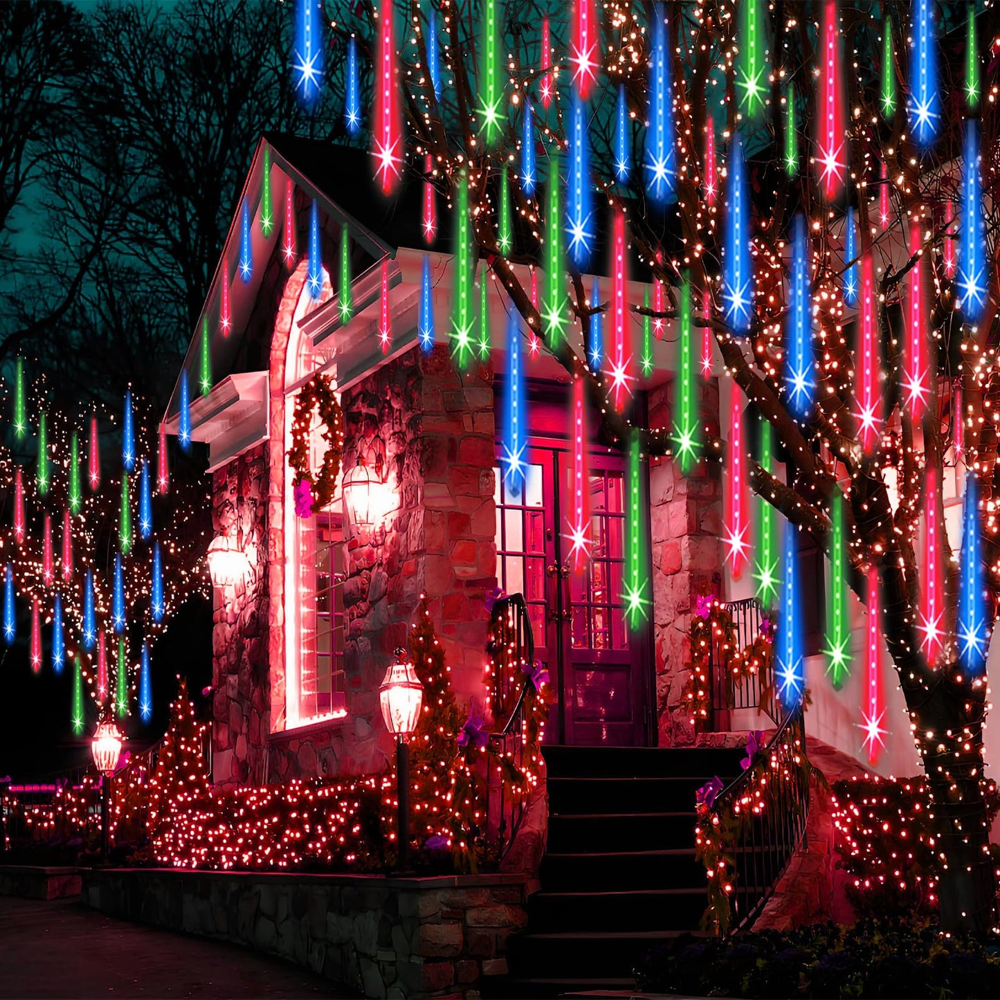 Adecorty Christmas Lights Outdoor Tree Cascading Icicle Light UL Certified