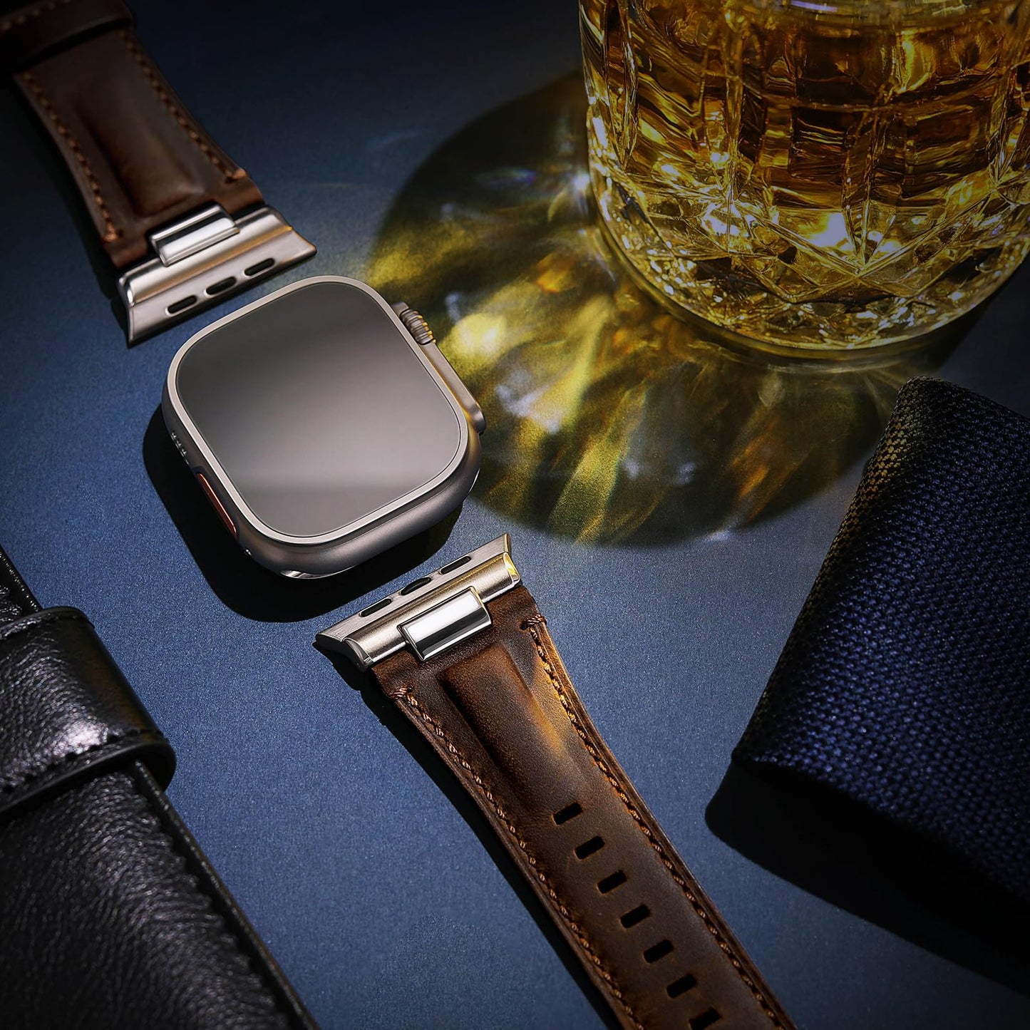 Tlselt Leather Band for Apple Watch Ultra 3/Ultra 2 Bands 49mm 46mm 45mm 44mm, Top Genuine Leather Designer Replacement Strap for iWatch Ultra 3 2 1 SE series 11 10 9 8 7 6 5 4 3