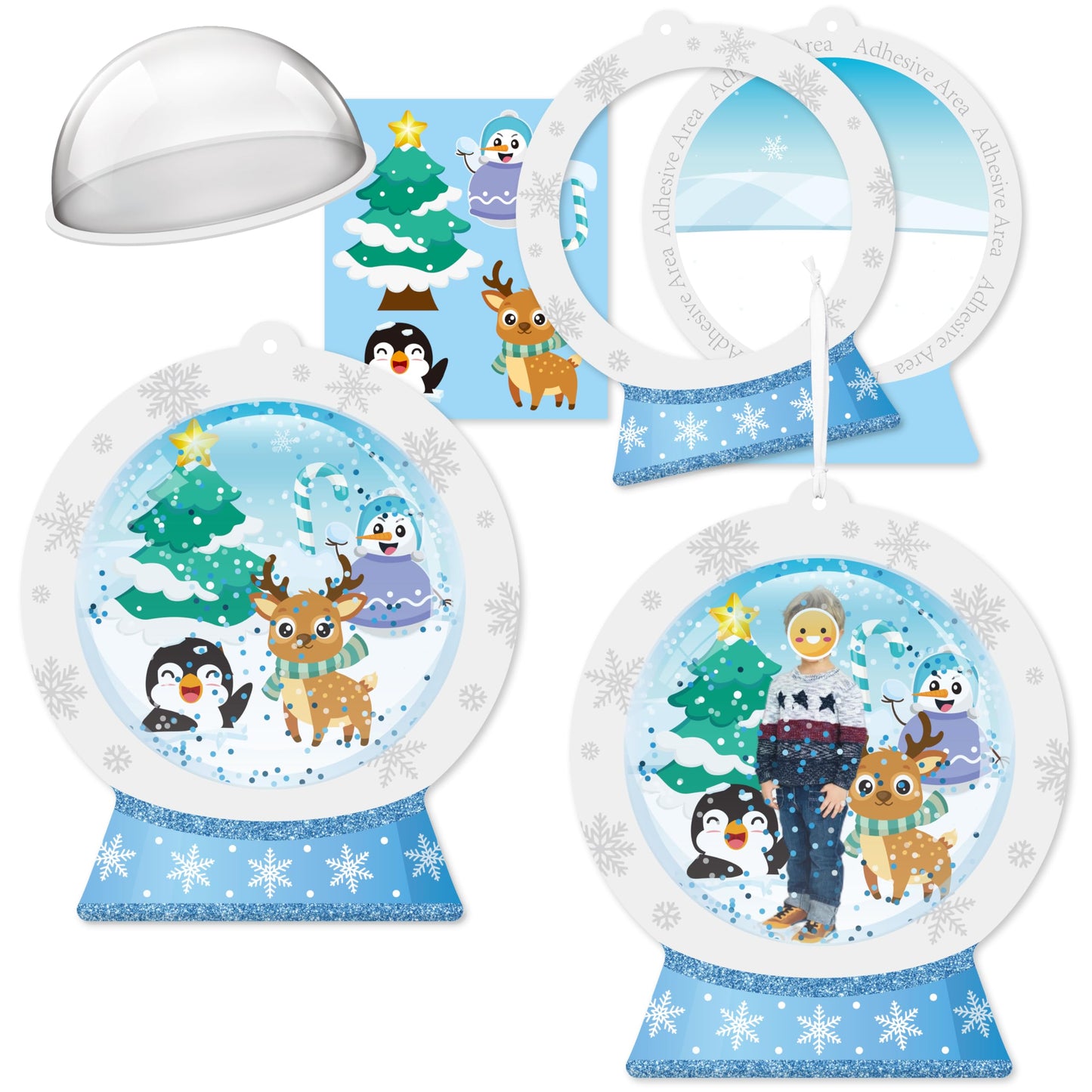 WATINC Christmas DIY Shaking Ornament Snow Globe Craft Kit, 20Pcs Winter Snowglobe Hanging Ornaments with Glitter Sequins Sugar Paper, Snowman Tress Hanging Craft Decor for School (Winter Snowflakes)
