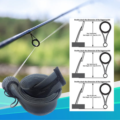 Reaction Tackle Fishing Rod Socks - Fishing Pole Sleeves and Covers for Baitcasting Rods, Spinning Rods Metal Gray (Flat-Cast-6)