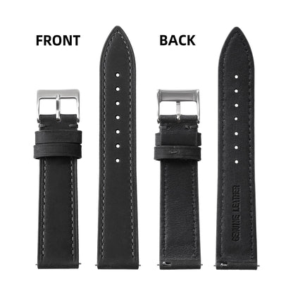 JUNGHELE leather watch bands for men and women, Quick Release leather watch strap with Silver Buckle watch leather strap,Black 18mm watch band WBG0219