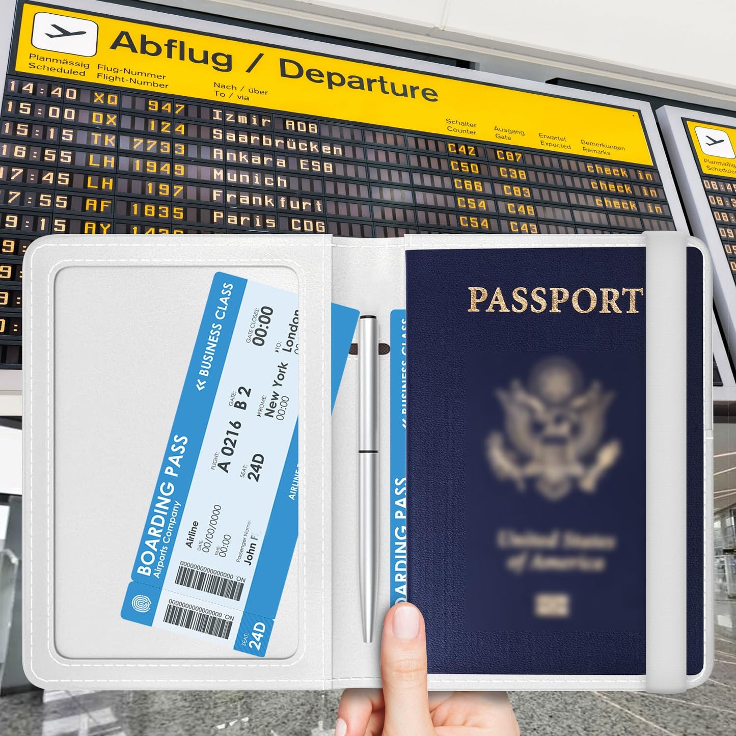 ATJFKIXL Passport Holder for Travel Essentials, RFID Premium Leather Passport Wallet Cover Case for Travel Must Haves Accessories, Passport Book Holders for Women Men Cute Mountain