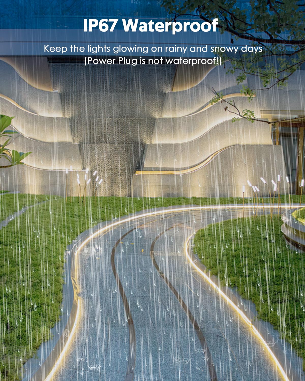 Samsion Waterproof COB LED Rope Lights 200FT IP67 3000K Warm White Flexible Light Strip 60M Model 110V-PMCOB-288D