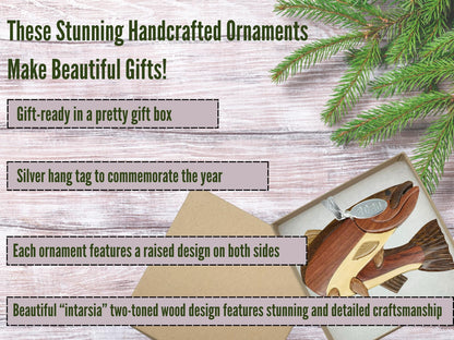 Twisted Anchor Deer Ornament 2026 – Unique Two-Tone Wood Buck Christmas Tree Decorations – Crafted by Hand Intarsia Design – for Deer Buff, Family & Outdoor Enthusiasts – Gifting Ready in Gift Box