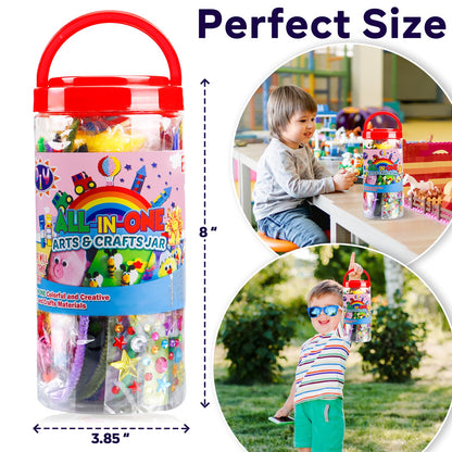 FUNZBO Arts and Crafts Supplies for Kids - Toddlers Craft Kit with Glitter Glue Stick,Pipe Cleaners Pom Poms Craft Tools, DIY School Supplies Kit, Girls Toys, Birathday Gifts for Girls Boys Age 4+
