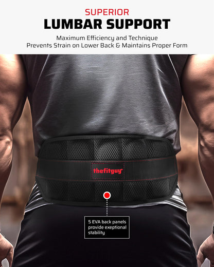 THEFITGUY Ultimate Belt for Belt Squats, Rack Attachment and Squat Machine, Structured Back Support, Stays Low During Down Movement, Padded Hip & Thigh Area, Buckle Strap - No Sliding Down, Heavy Duty