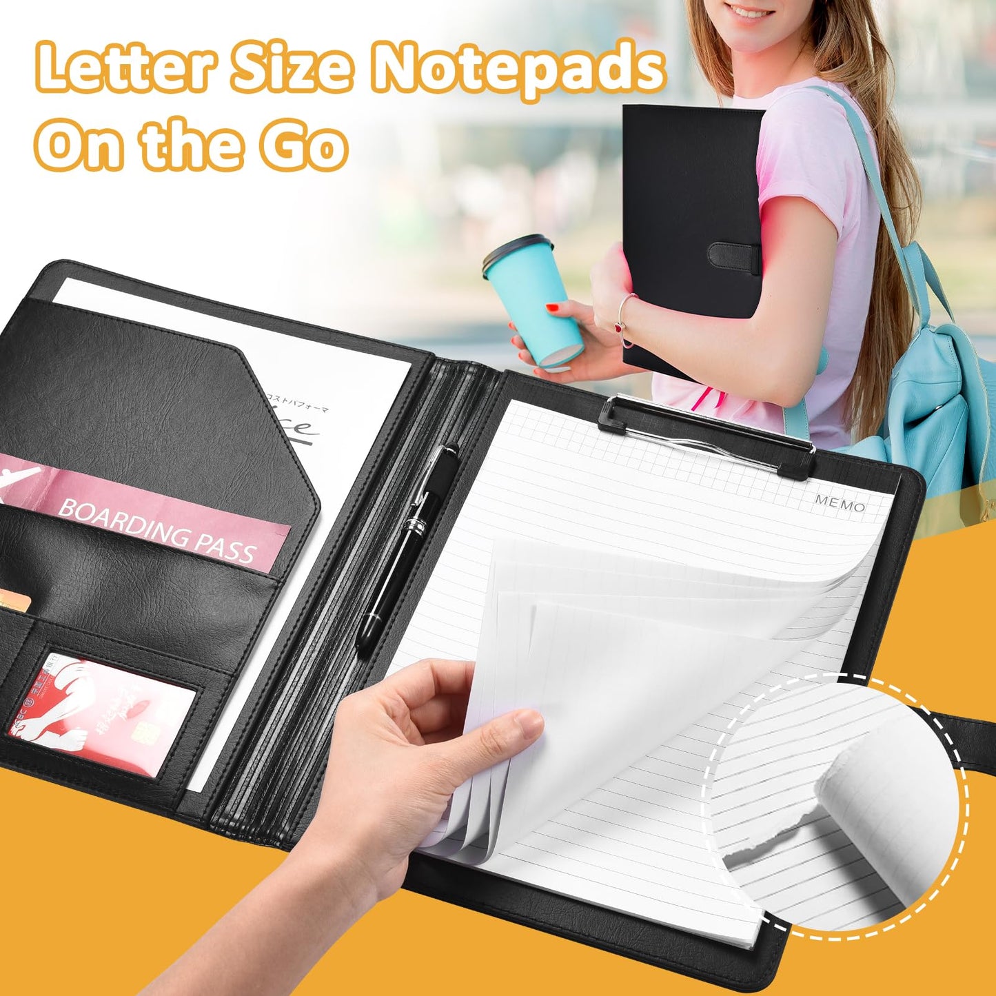 Padfolio Portfolio Clipboard Folder Pacific Mailer Resume Portfolio Folder Legal Document Organizer Legal Pad Holder for Interview School Business Office Conference