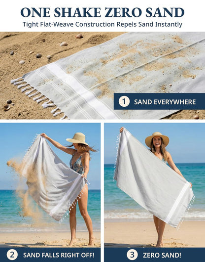 LANE LINEN Oversized Beach Towels 4 Pack – Pre-Washed, Extra Large, Quick Dry, No Sand, Absorbent Pool Towels for Adults, 39"x71", Grey