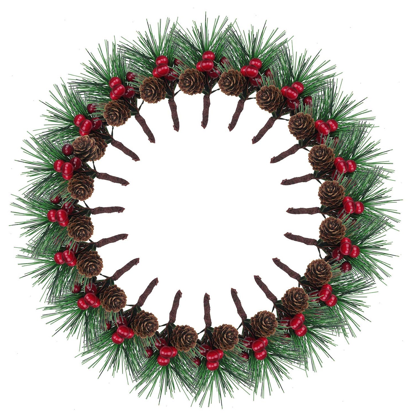 BLEBRDME 20PCS Artificial Pine Picks Small Pine Tree Plants Red Pinecones for Christmas Flower Arrangements Wreaths and Holiday Decorations