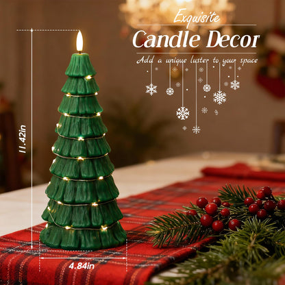 AFINETH Christmas Tree Candles with Remote, Christmas Flameless Candles with Embedded Star String Fairy Lights, Battery Operated Candles, Flickering Xmas Flameless Candles for Table Decor