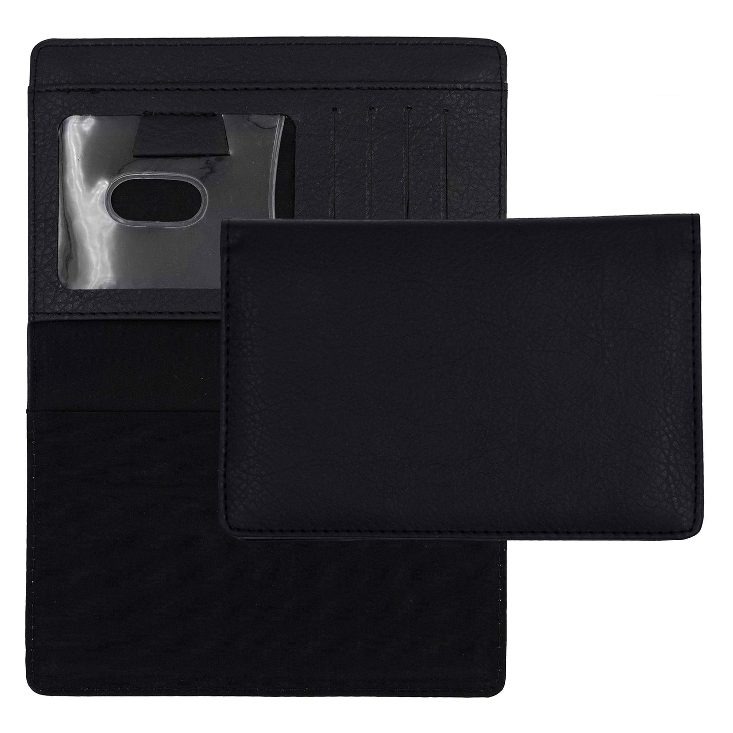 CAROUSELCHECKS Black Textured Leather Checkbook Cover for Top Stub Personal Checks