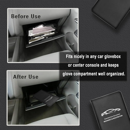 Giftguys Car Insurance and Registration Card Holder | for BMW Ford Tesla Cadillac All Cars | Store Cards, ID License & Essential Documents | Premium Leather with Magnetic Closure