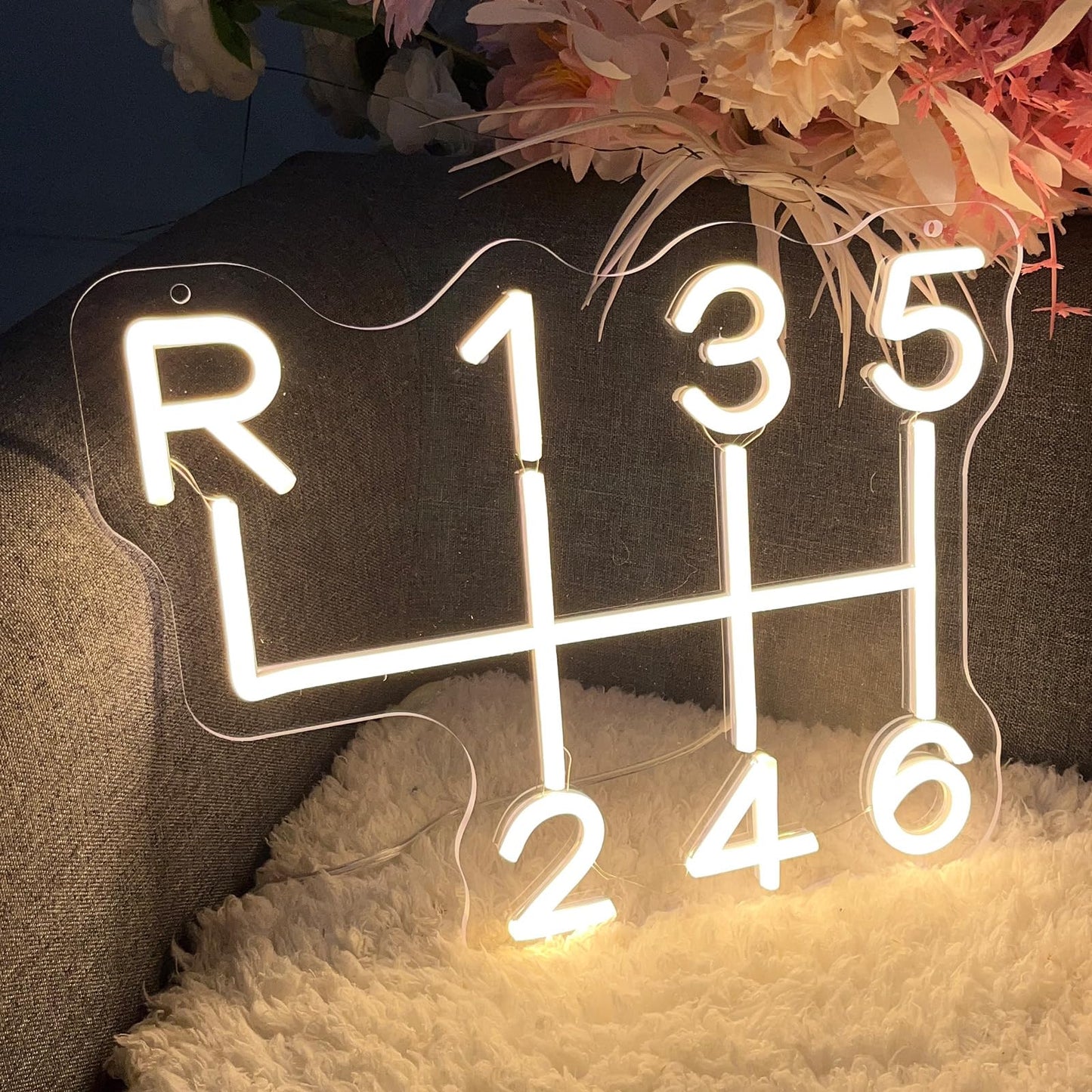 Car Gear Shift Neon Sign for Wall Decor Personalized Custom Shop Neon Light Signs Garage Logo Decor Led Name Business Gift Auto Room Garage Repair Shop Warm White 34×27.2 CM
