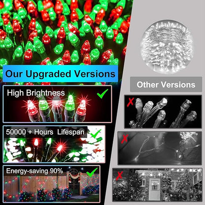 750 LED 240FT Christmas Lights Outdoor,12 Lighting Modes Christmas String Lights with Timer, Dimmable Red & Green LED StringLights Waterproof for Yard Tree Wedding Party Holiday Red & Green
