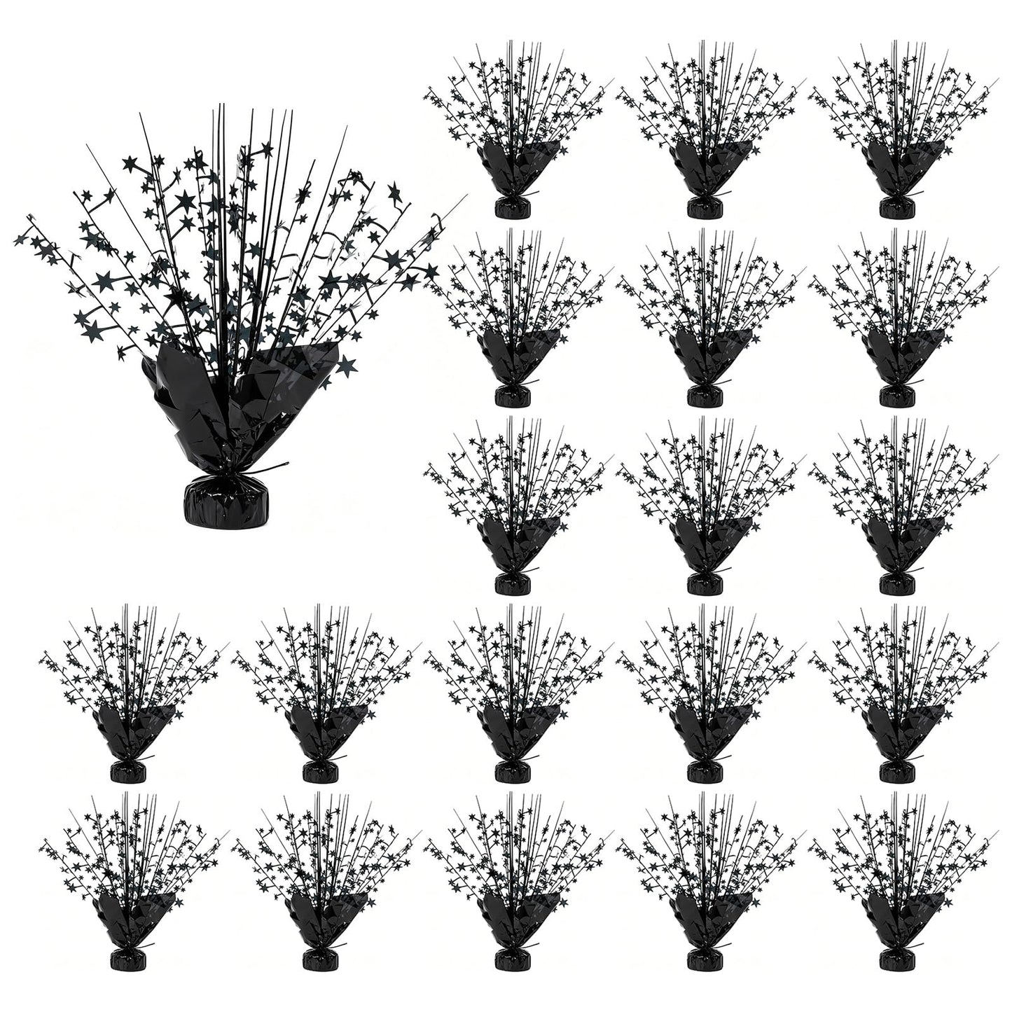 Ohiyoo 20 Pack Black Star Table Decorations Metallic Foil Spray Centerpiece Burst Table Centerpieces for Birthday Party Decoration Graduation Wedding Baby Shower Party Supply (Black)
