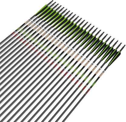 Sanlida 100% Pure Carbon Hunting Arrows - Olympic-Grade 10 Spine Deflection | 0.001" Straightness, 12/24 Pack