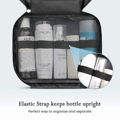 Maliton Toiletry Bag for Men & Women Large Toiletry Bags for Traveling Hanging Toiletry Bag Hygiene Bag with 4 Compartments Waterproof Bathroom Shower Bag (Black)