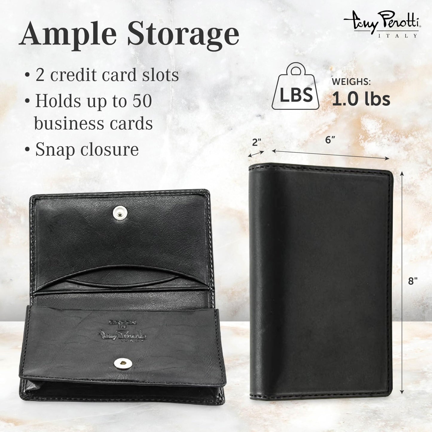 Tony Perotti Italian Leather Business Card Holder for Men and Women - Eco-Friendly Vegetable-Tanned Full Grain Leather Business Card Wallet Made in Italy