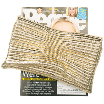 JNB Faux Leather Envelope Clutch Purse, Women’s Crossbody Bag with Detachable Chain, Zipper Pocket, Gold Hardware, 11 x 7 Inches, Gold