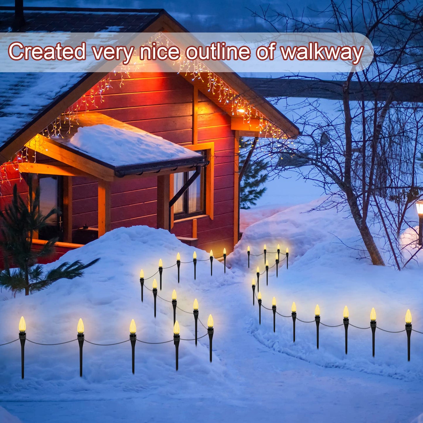 12 Inches Christmas Light Stakes Universal Yard Lawn Holiday Light Stakes C7 C9 String Lights Ground Stakes for Christmas Outdoor Lights Holders on Yards, Driveways, Pathways (50, Black)