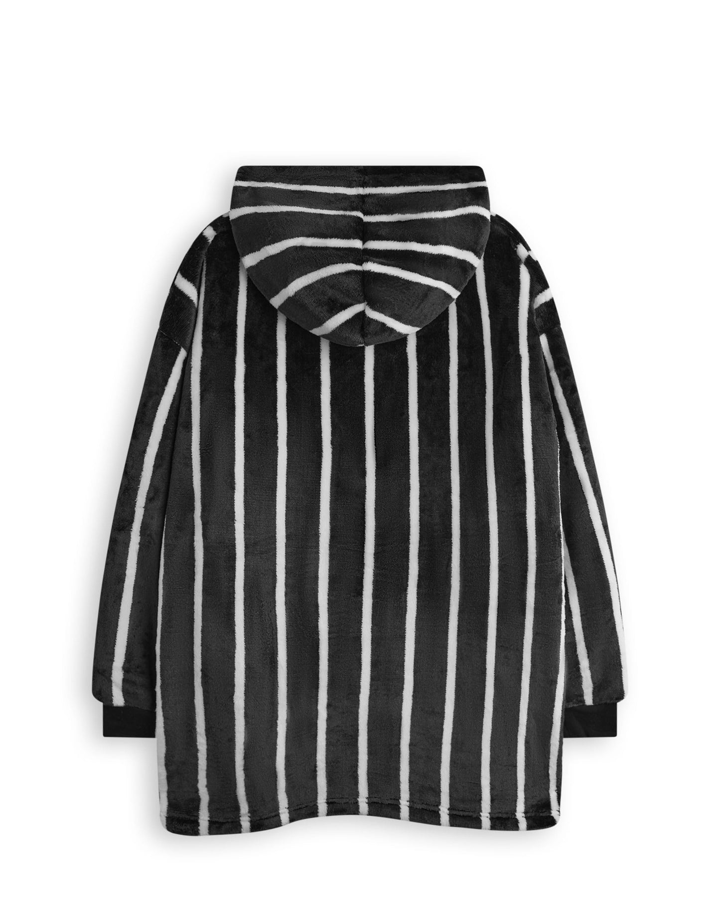 Disney The Nightmare Before Christmas Kids Wearable Blanket Hoodie | Childrens Black NMBC Striped Hooded Pullover