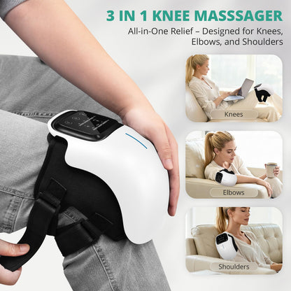 Medcursor Knee Massager, Cordless Heated Knee Massager with 3 Heating Levels, 3 Vibration Modes, LED Screen & Adjustable Straps, Massage with Heat for Relief