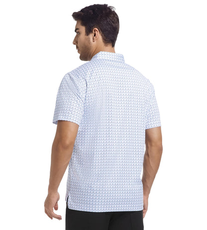 SAMERM Mens Golf Shirts Short Sleeve Dry Fit Performance Moisture Wicking Print Sport Polo Shirts for Men Casual，White U，XL