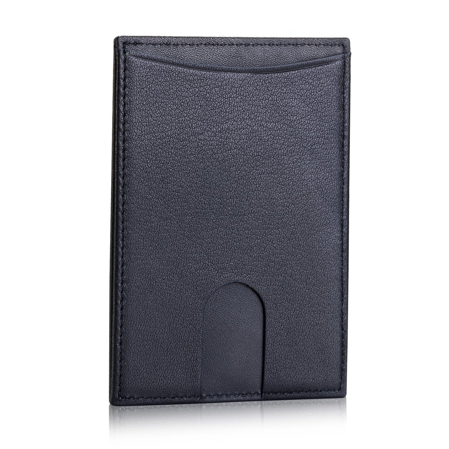 Leather Thin Card Holder, Slim ID Case Small Credit Card Wallet for Men & Women (Black)