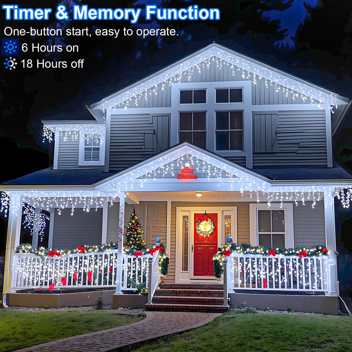 Icicle Lights for Outside 33ft 400 LED Icicle Christmas Lights Outdoor with 8 Modes 75 Drops Waterproof Plug in Fairy Curtain Lights with Timer for Party Holiday Wedding Decorations, Cool White