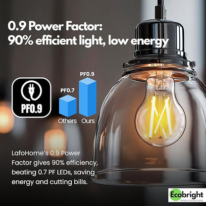 EcoBright 12PK Dimmable A19 LED Filament Bulb, 10W (100W Equivalent), E26 Base, 1100 Lumens, CRI90+, Flicker-Free Clear Glass, Energy Star Title 20, Warm White 2700K