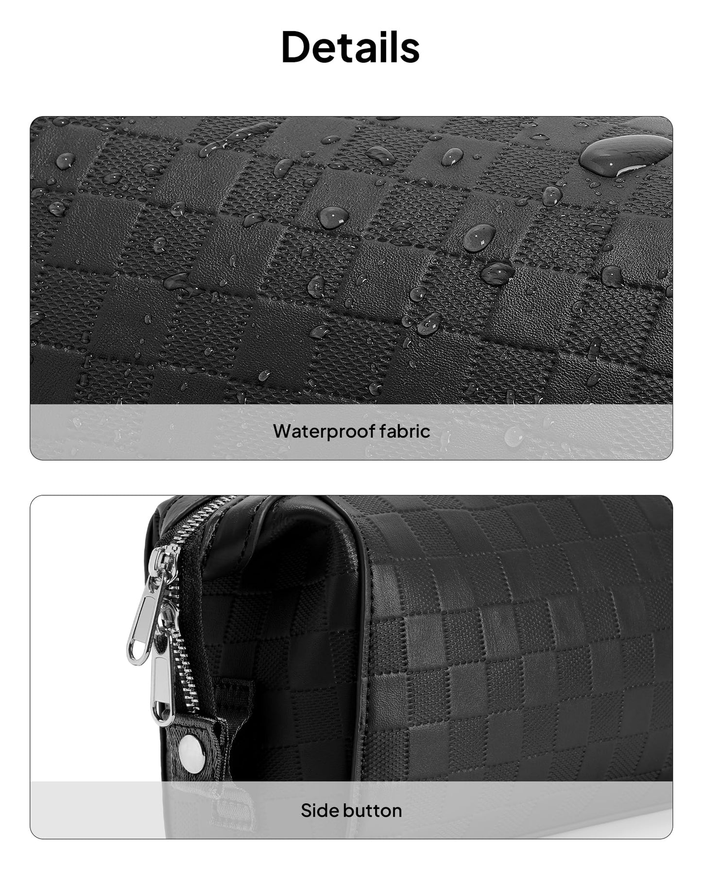 TOPEAST Travel Makeup Bag Cosmetic Bags for Women, 3 Pcs Set Make Up Toiletry Bag with Removable Zip Pouch, Waterproof Leather Makeup Brush Organizer for Travel Essentials, Black