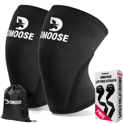 DMoose Fitness Knee Sleeves for Weightlifting (Pair) 78” Knee Wraps for Joint Support, Squats & Powerlifting - Gym Brace Straps for Joint Stability & Pain Relief, USPA & IPL Approved for Men and Women