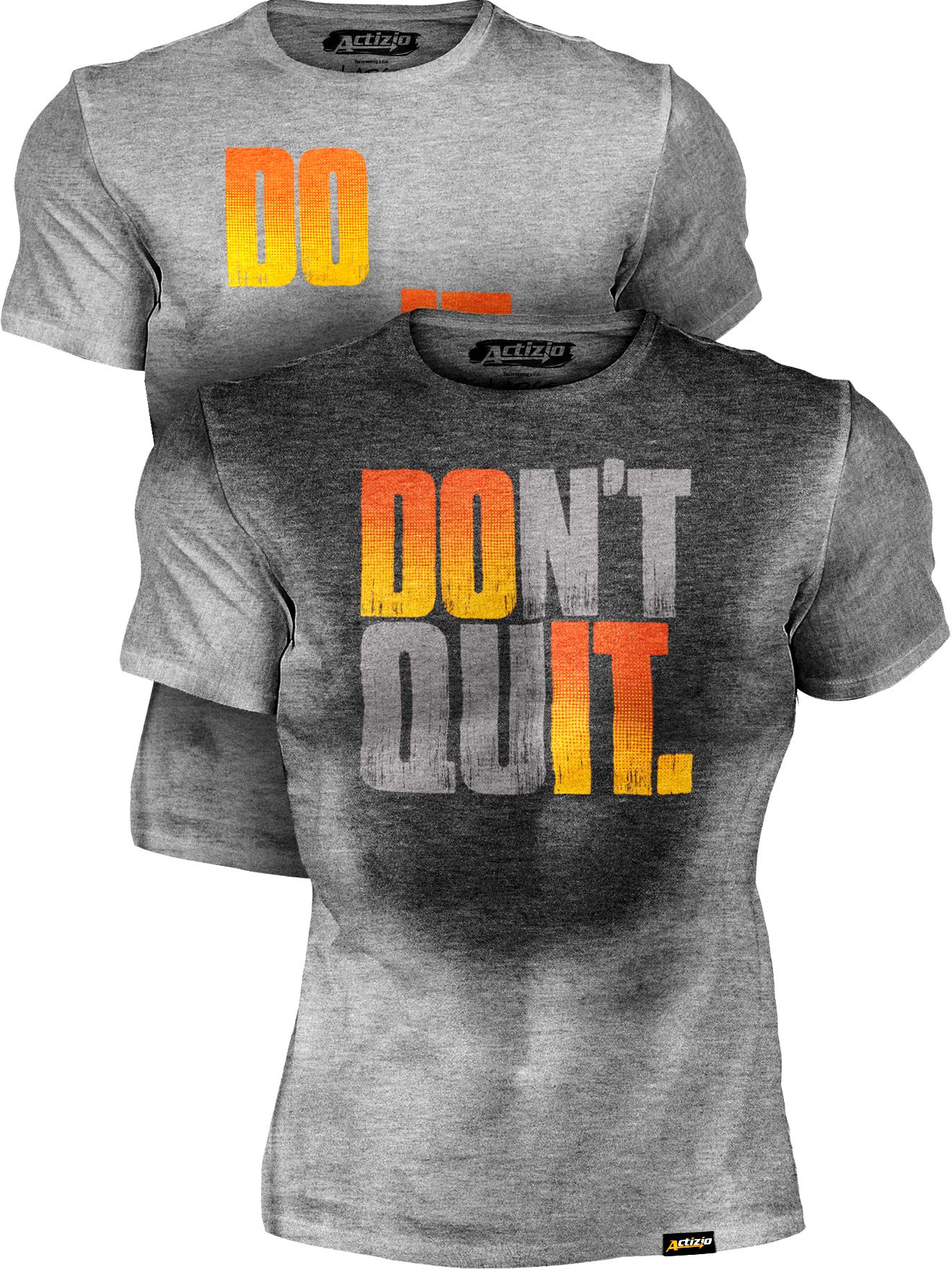 Actizio Men's Workout Shirt Cotton Fabric T-Shirt Short Sleeve Sweat Activated Motivational Exercise Gym Athletic Fit Moisture Wicking Fitness Shirt - Do It - Don't Quit (Size M)